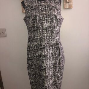 Calvin Klein Textured Black and White Midi Dress